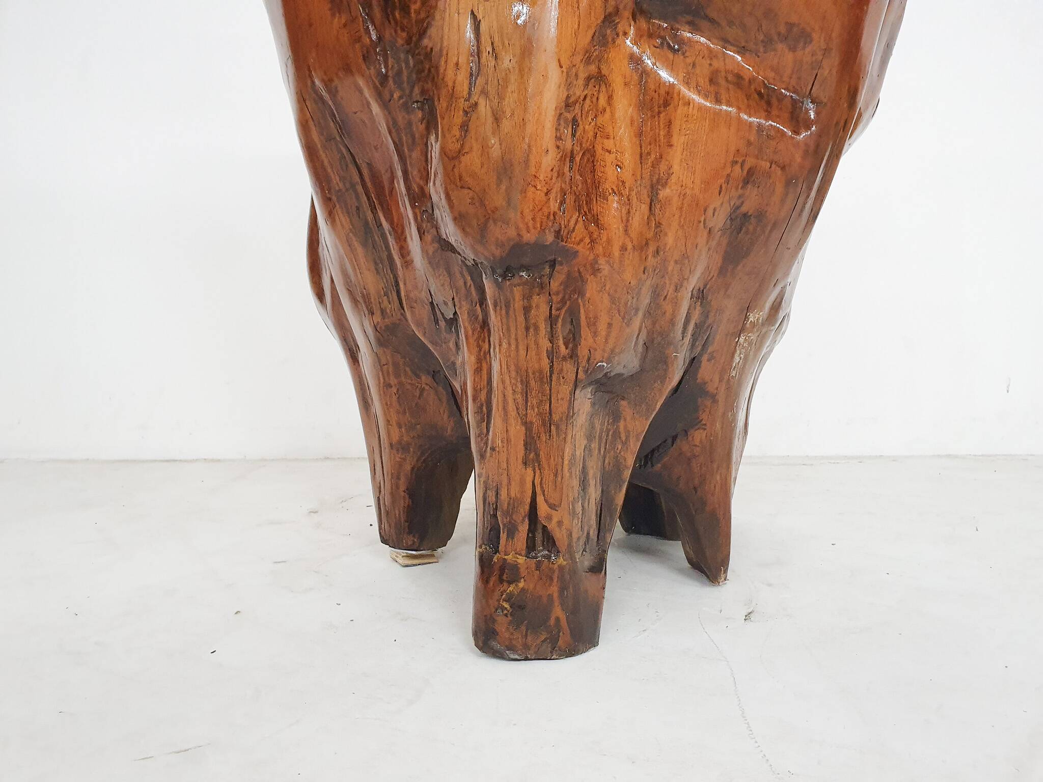 Hand carved wooden tree trunk chair, 1970's