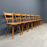 Set of eight german stick chairs from the 1950