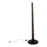 Pied de lampe de sol en bois tourné , 1980