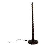 Pied de lampe de sol en bois tourné , 1980
