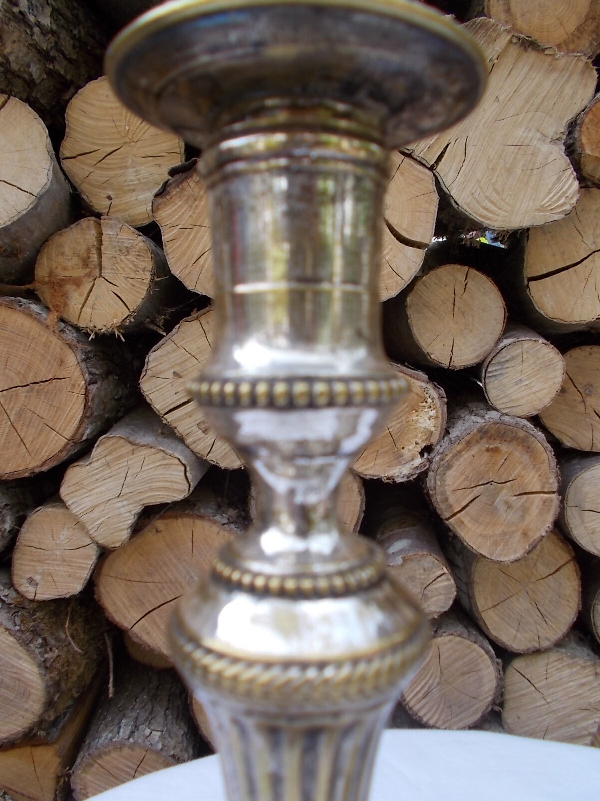Pair of silver metal candlesticks