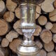 Pair of silver metal candlesticks