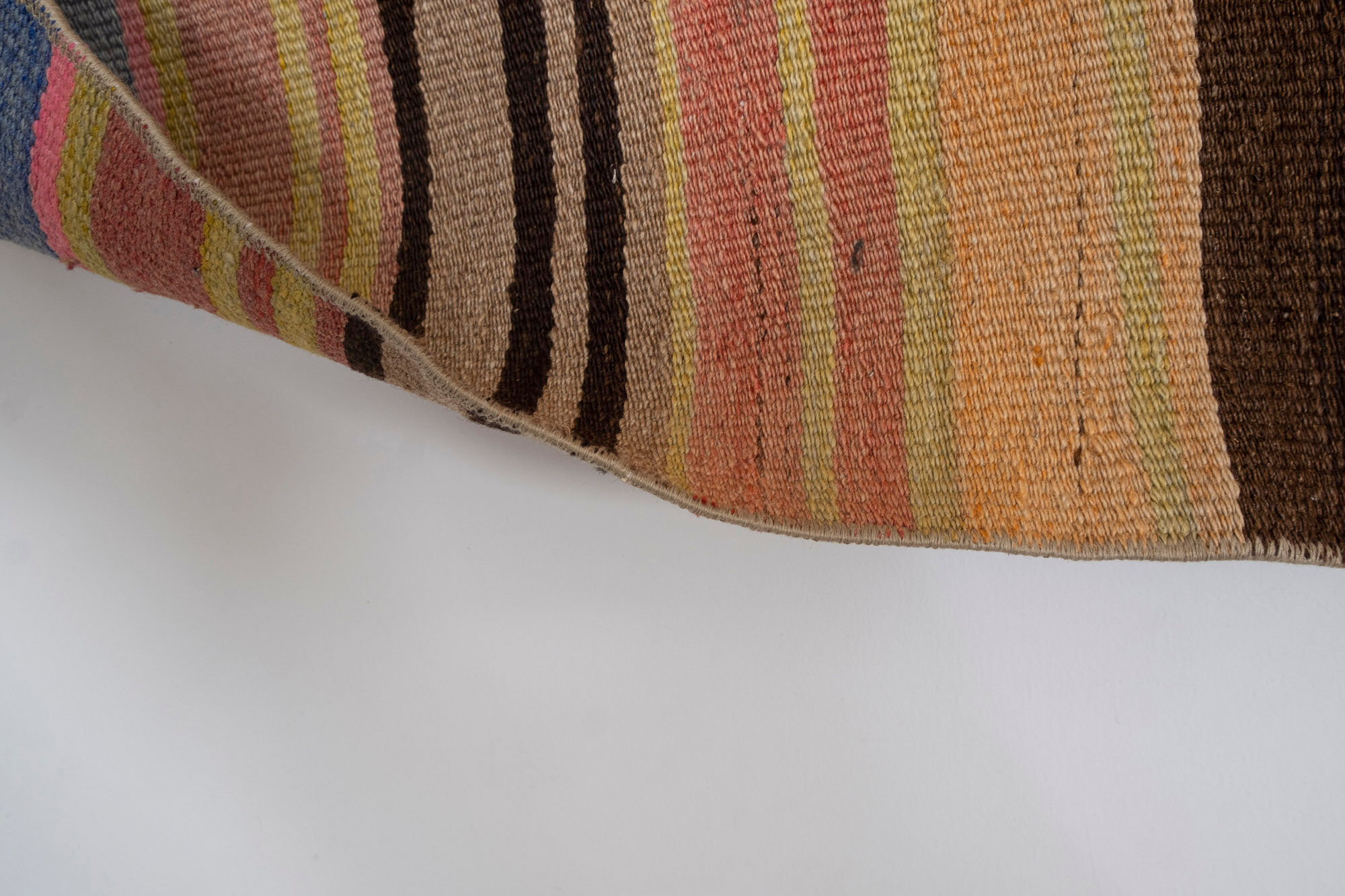 Striped Colorful Vintage Kilim Runner Rug 80 x 363 cm