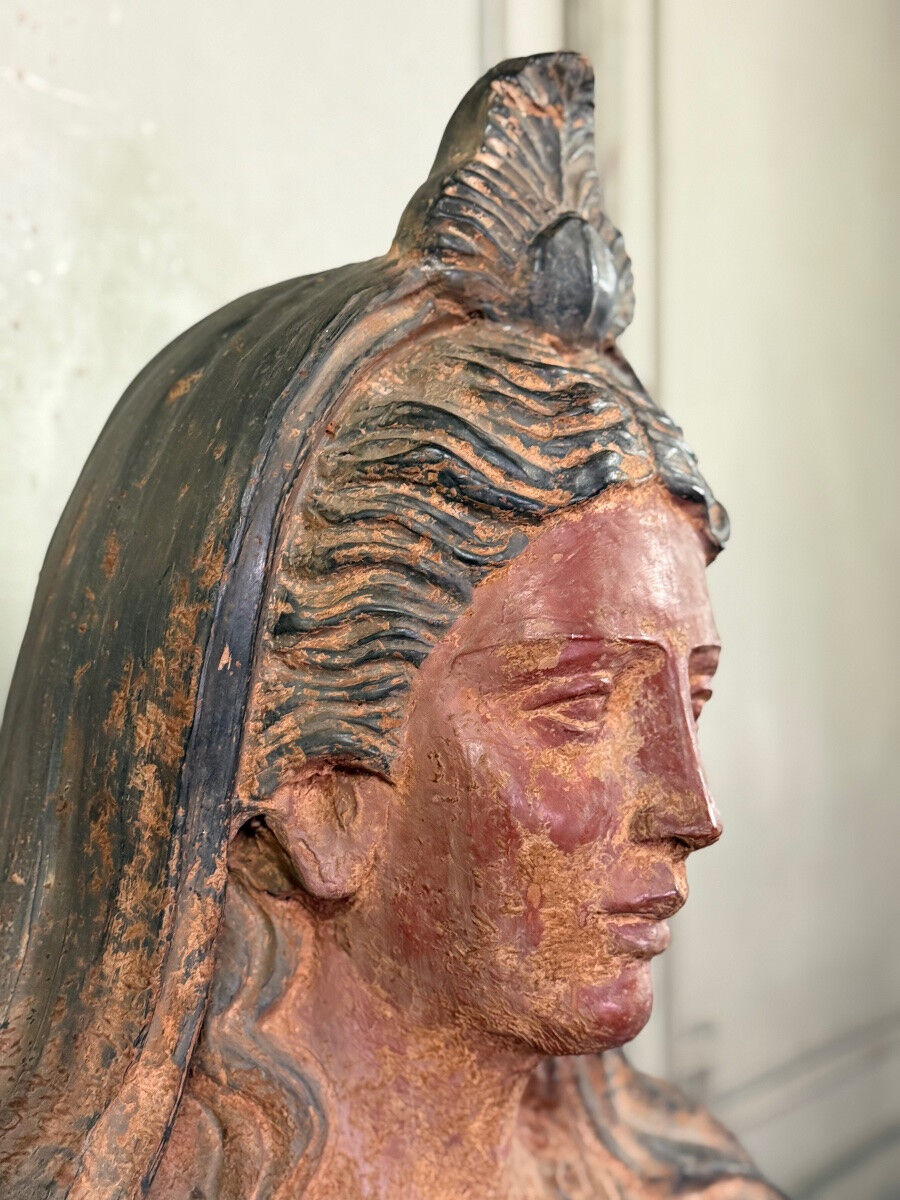 Etruscan-style terracotta bust, large-scale object, 19th century