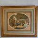 Antique print, country scene, entitled "the twins", engraved by G.Schlumberger (1807-1862)