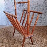 Turned wood magazine rack from the 1950s