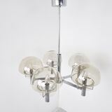 Lustre italien vintage en verre et chrome, années 1970