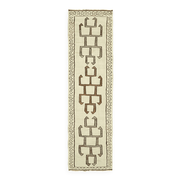 Turkish Handwoven Vintage Herki Kilim 110 cm x 356 cm