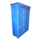 Armoire double en bois peint bleu moyen, portes à motifs floraux peints à la main