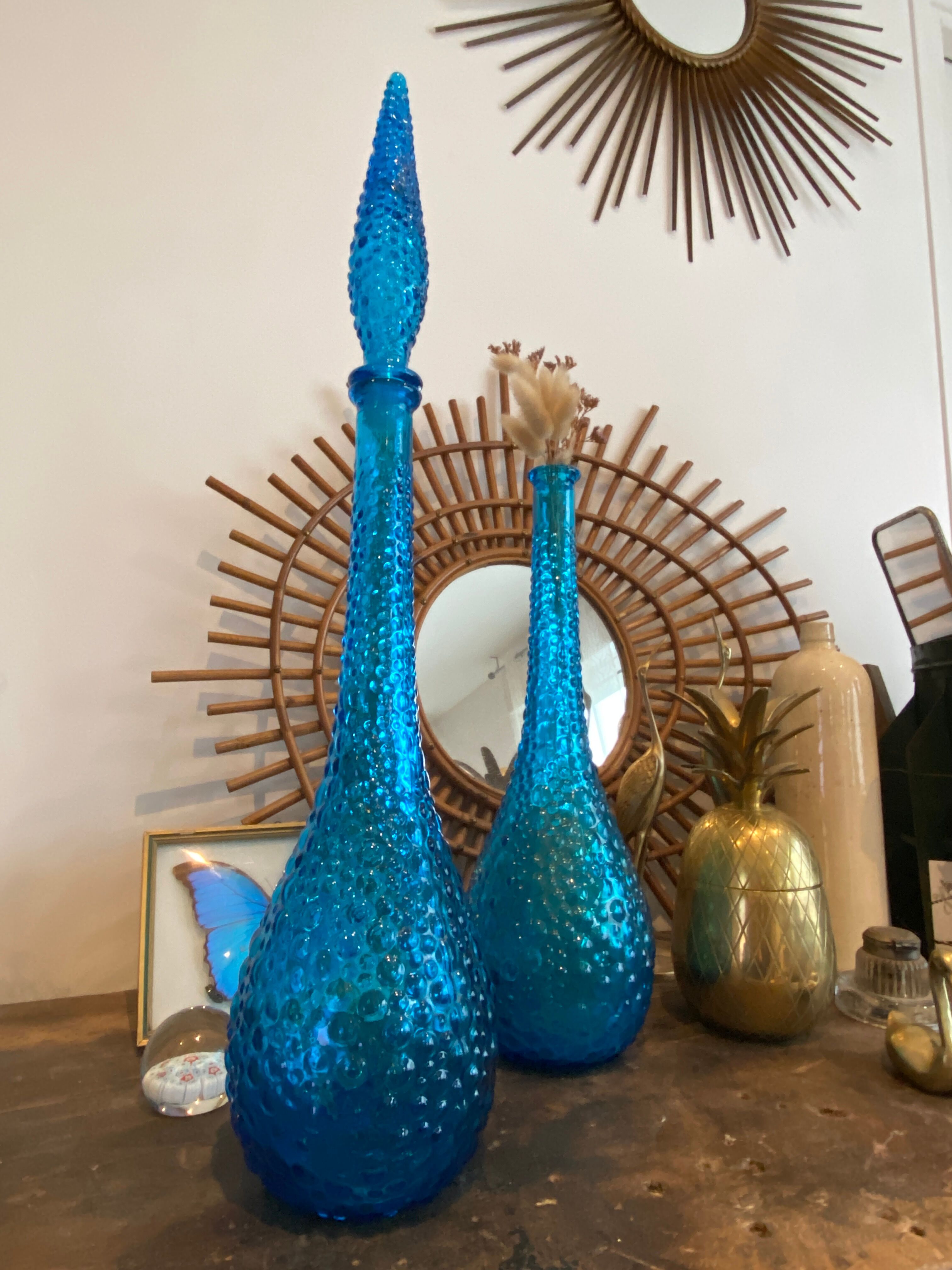 Turquoise blue Empoli decanter