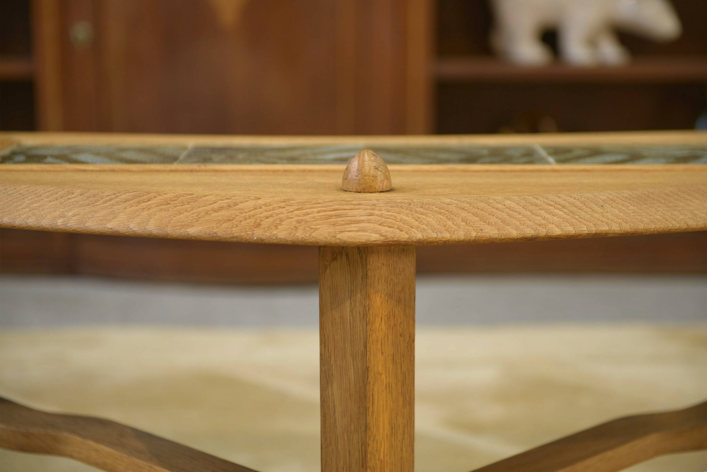 Oak and ceramic coffee table by Guillerme and Chambron for Votre Maison 1950s