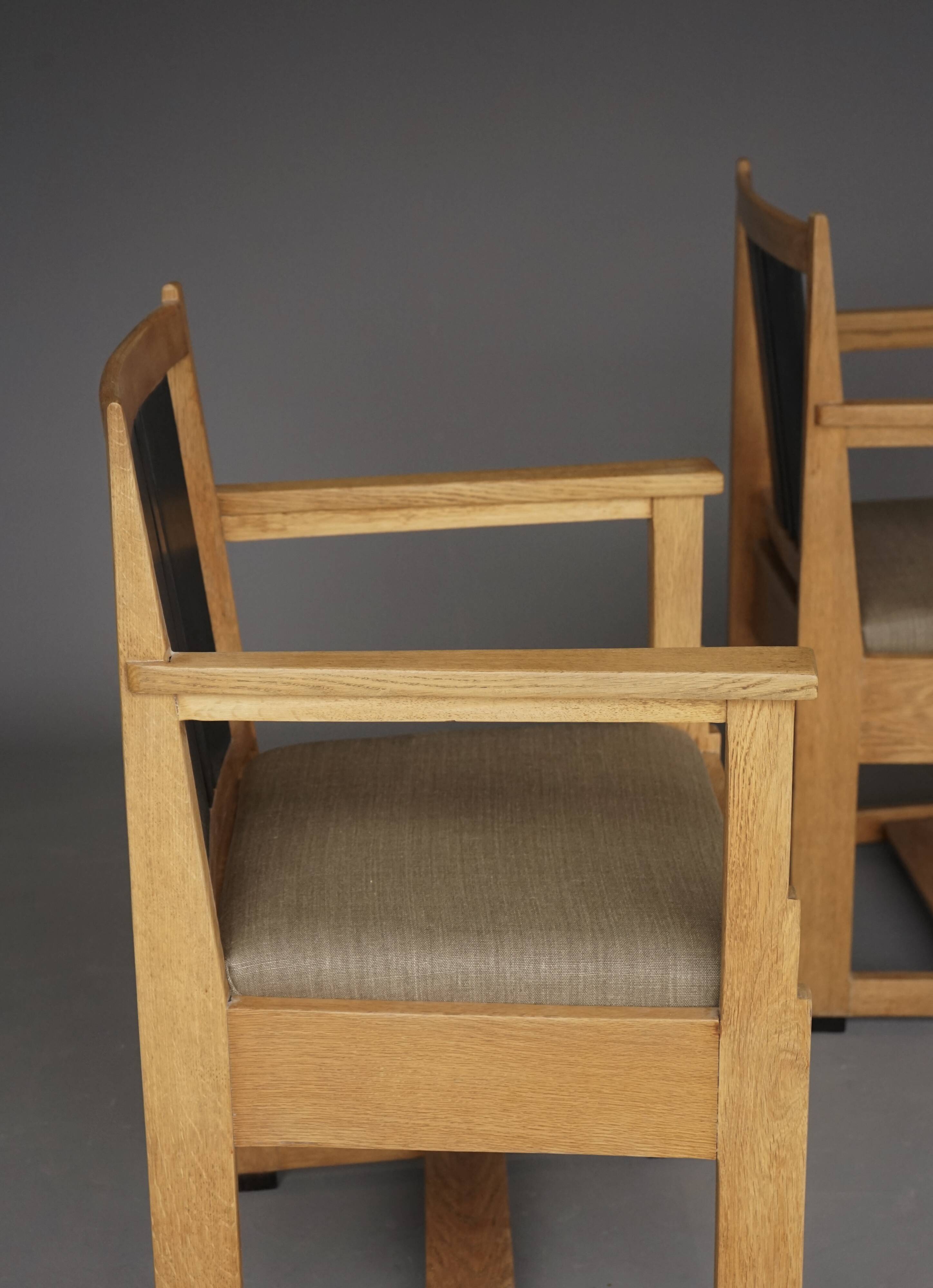 Art Deco Oak Armchairs by Henk Wouda, 1920s, Set of 2