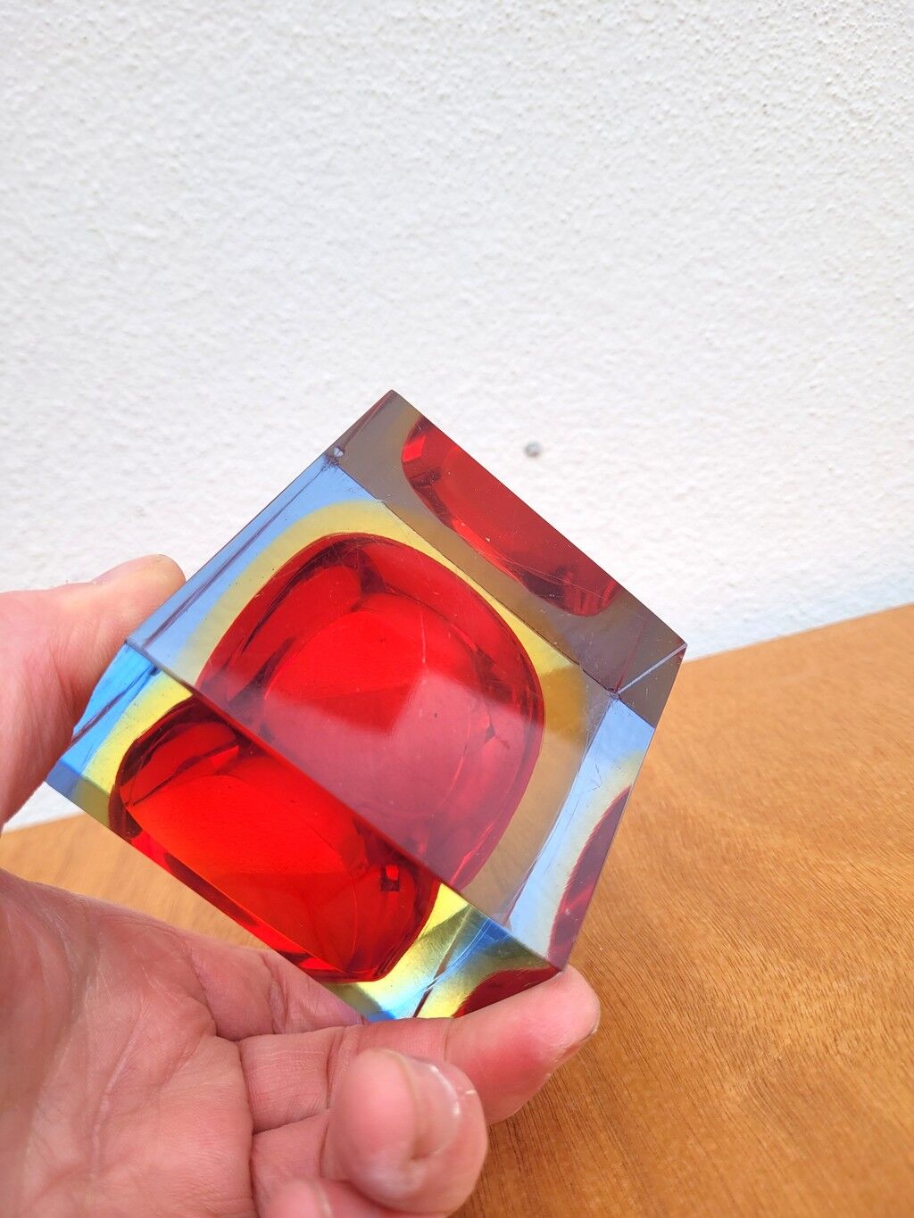 Cendrier bloc Murano sommerso – rouge & ambre