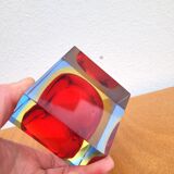 Cendrier bloc Murano sommerso – rouge & ambre