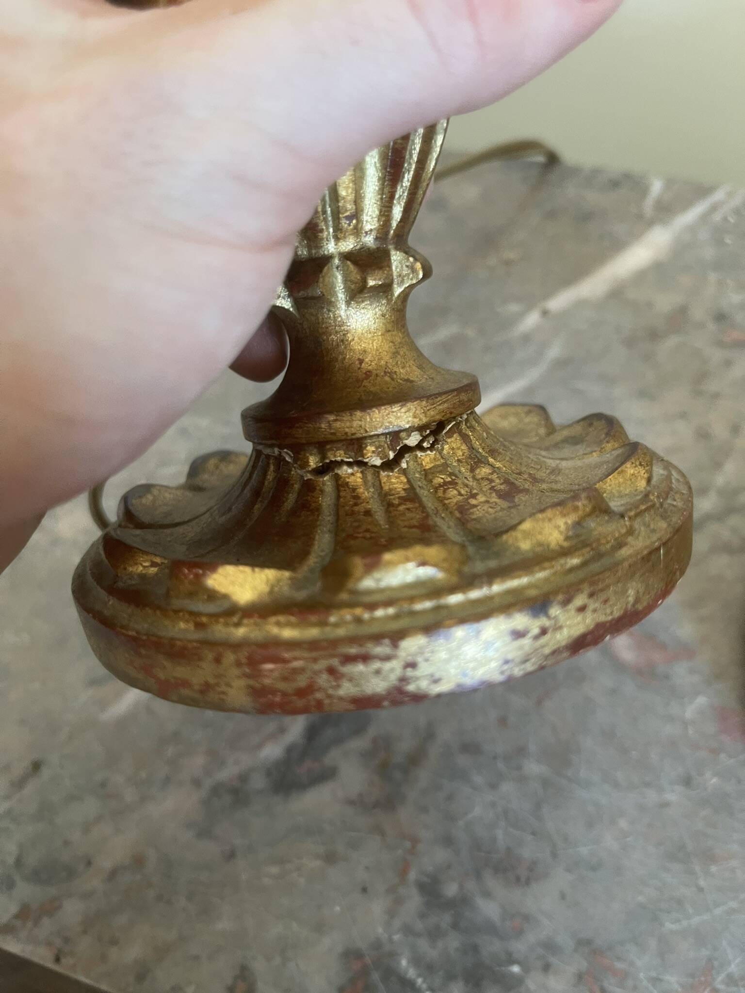 Antique Pair of Wooden Gilded Candle Holders 19th Century