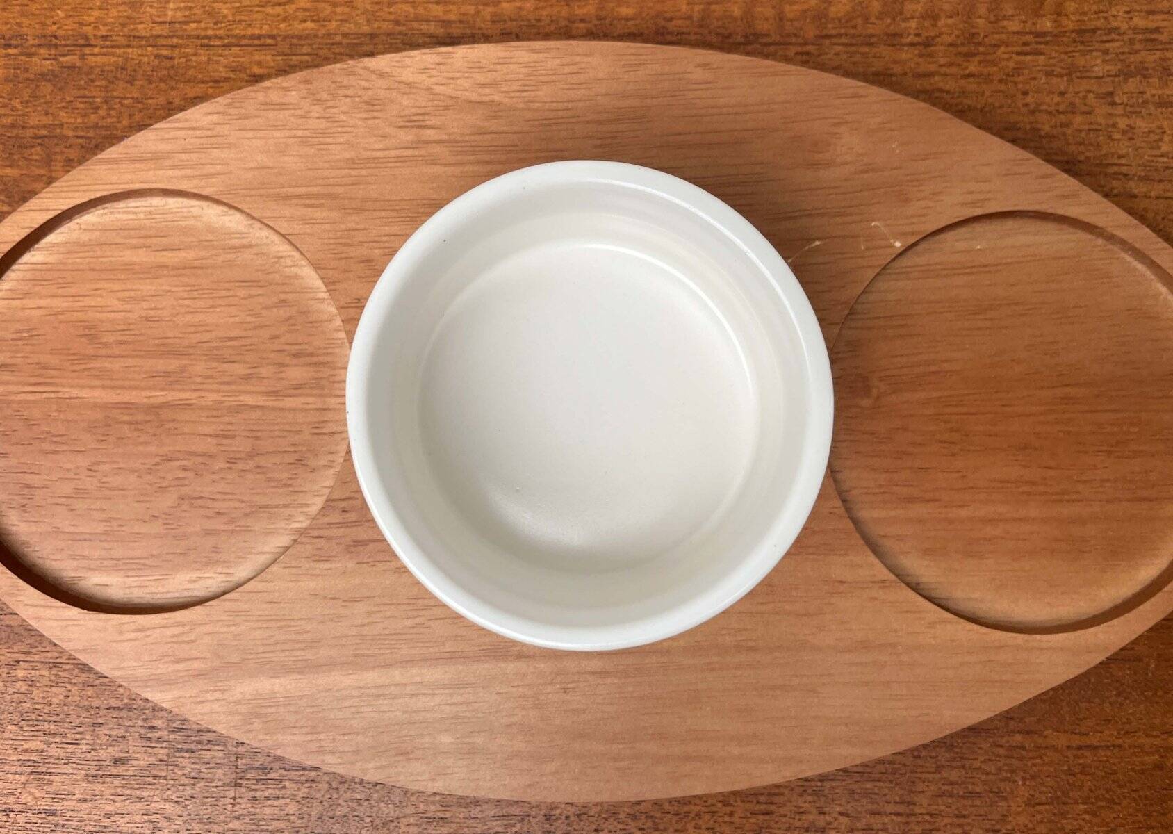 Sets of Swedish herring pots in ceramic and teak by Asa Lindberg for Sagaform, 2000s, set of 4.