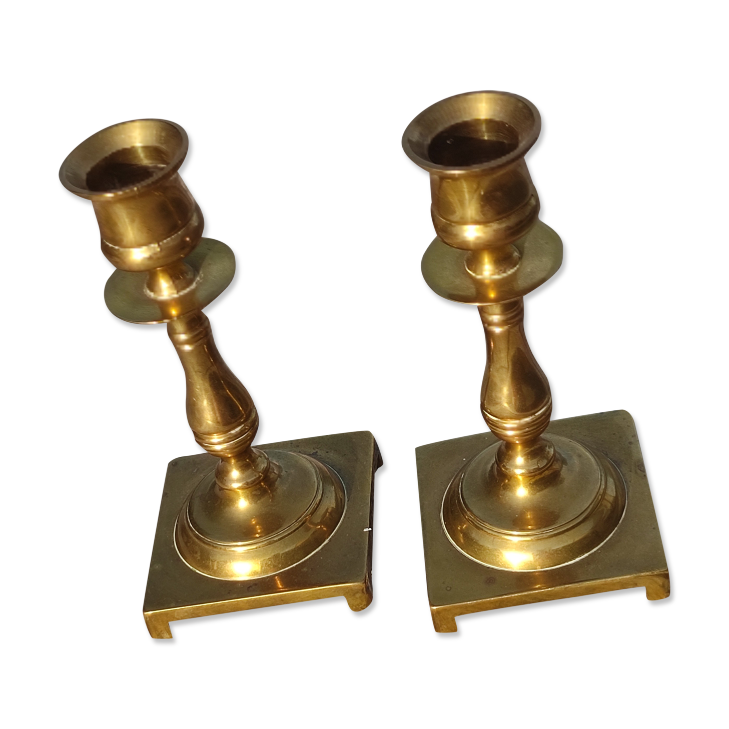 Pair of English golden candle holders