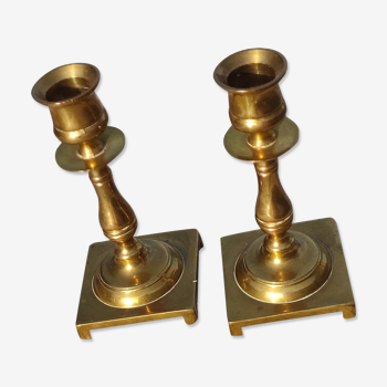 Pair of English golden candle holders