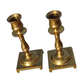 Pair of English golden candle holders