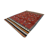 Turkish Wine Red Handmade Wool Kilim Rug, 312x407Cm
