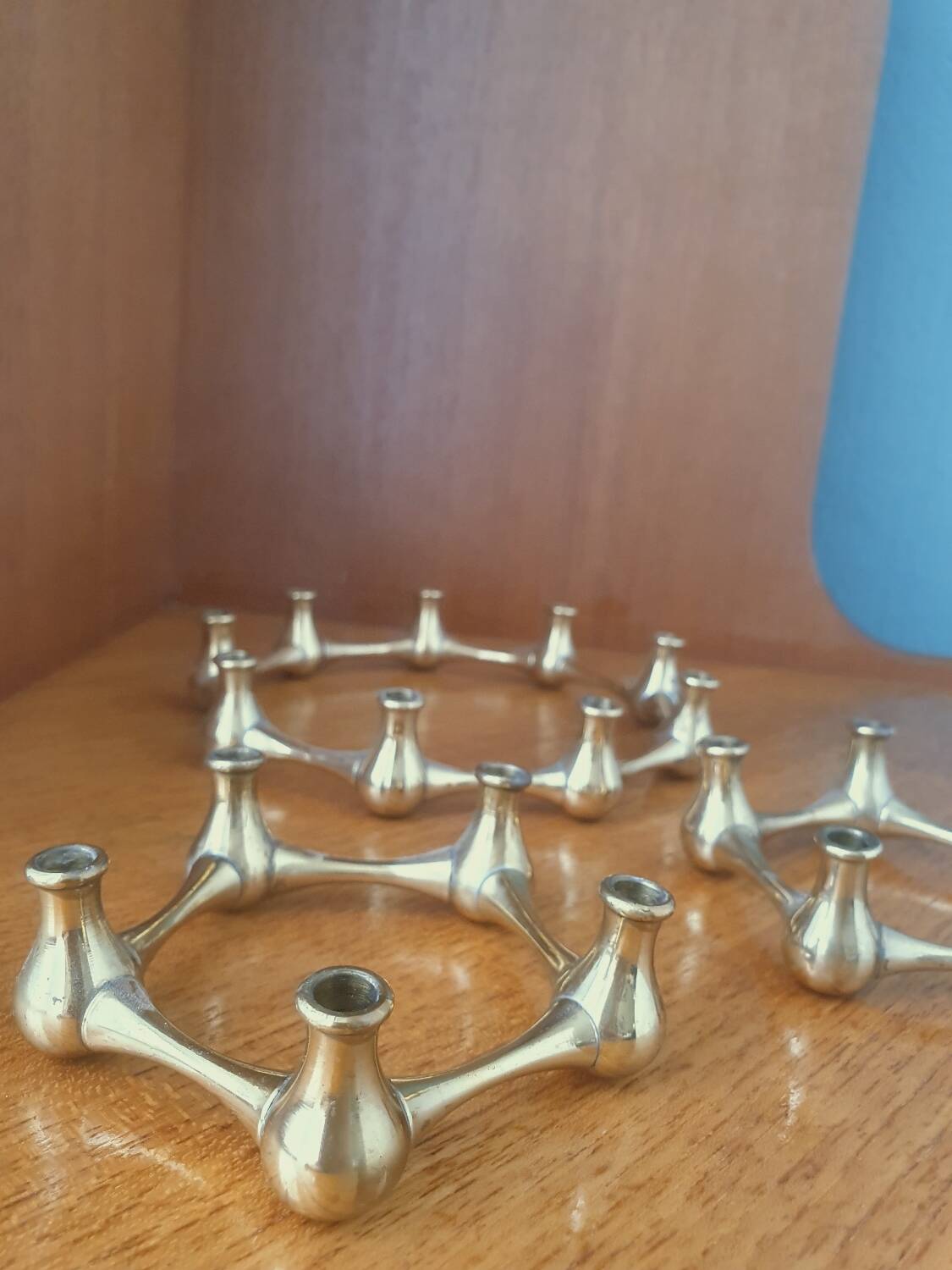 Vintage set 3 Danish Design brass candle holder by Jens Quistgaard