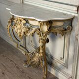 Louis XV style console in polychrome wood, circa 1880