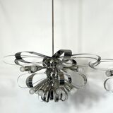 Mid-century pair of Italian chrome chandeliers from 70