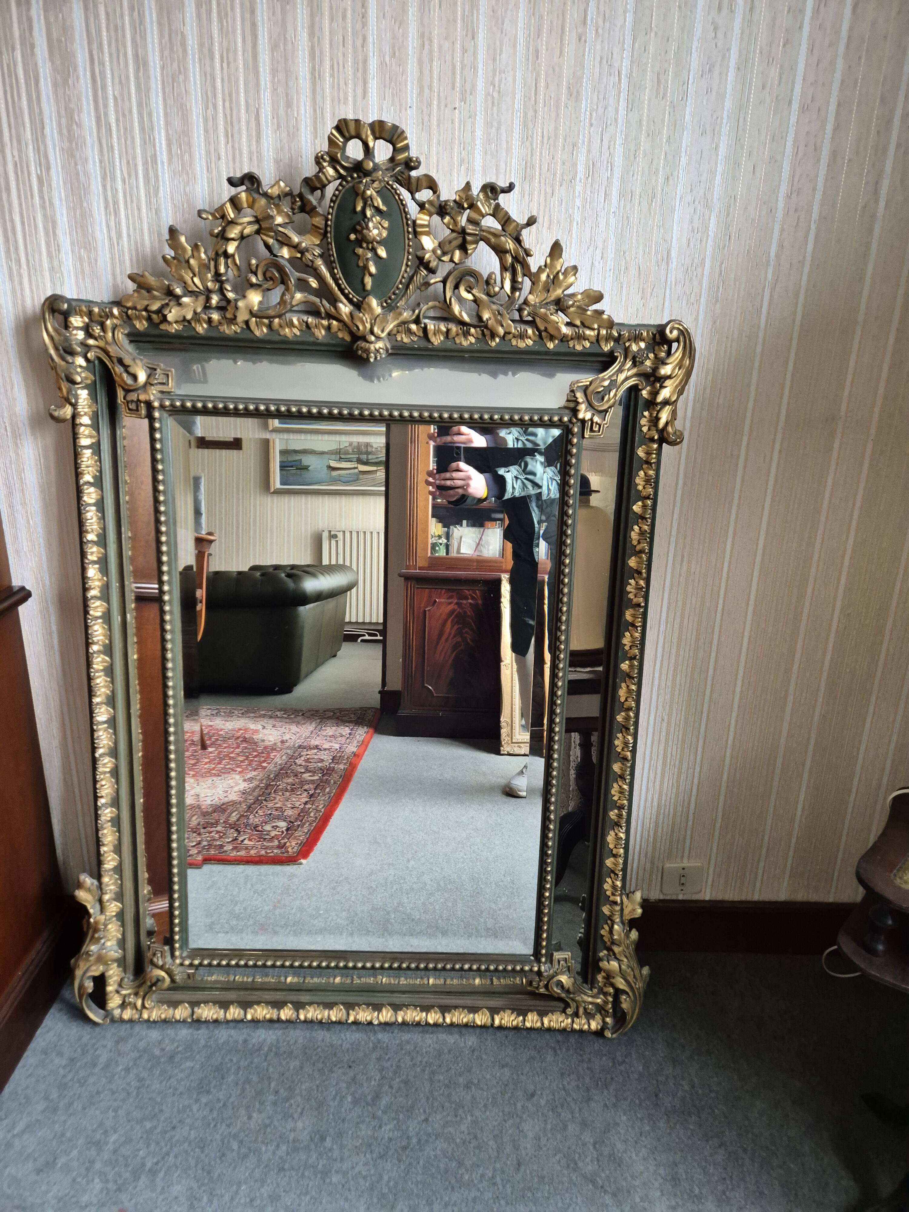 Trumeau mirror - marble, gilded, oak