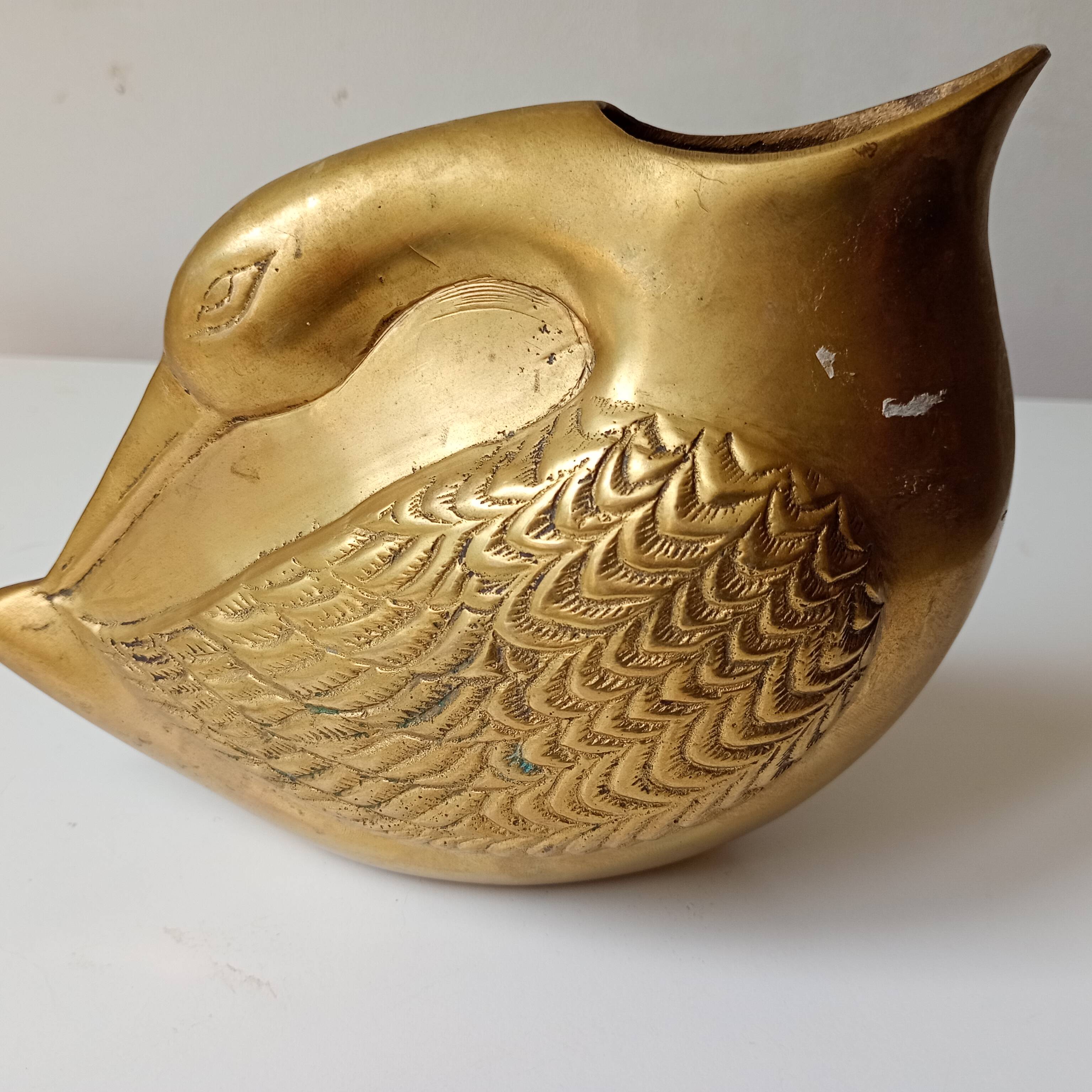 vase cygne laiton dore