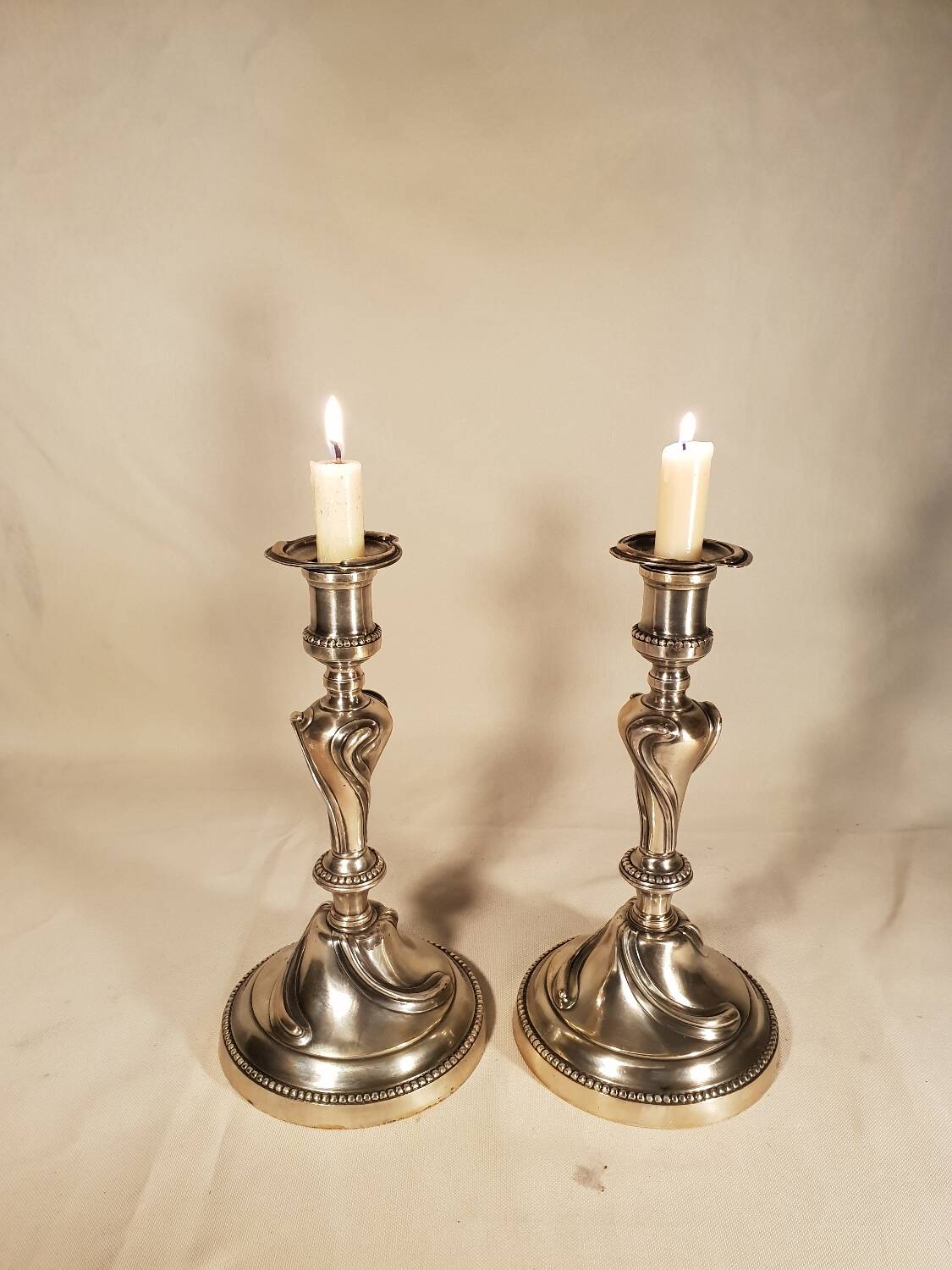 Louis xv style silver metal candle holders