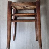 Tabouret ancien en paille et bois