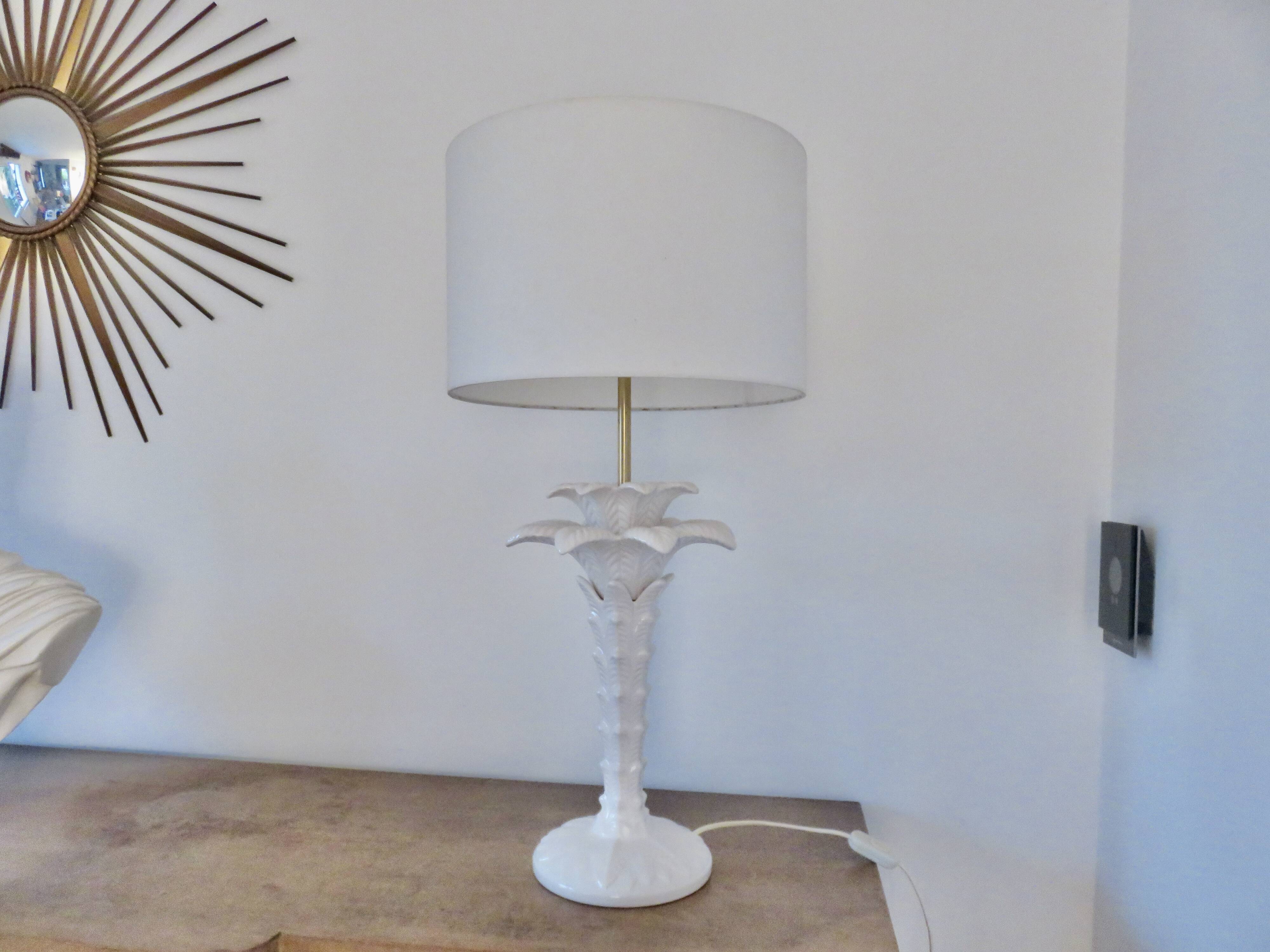 Grande lampe palmier, Italy, en céramique blanche, années 60