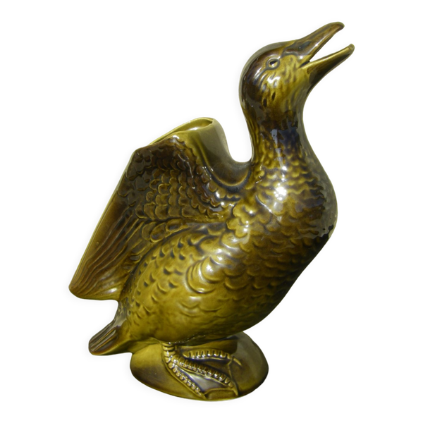 Vase ou pichet zoomorphe en barbotine vintage