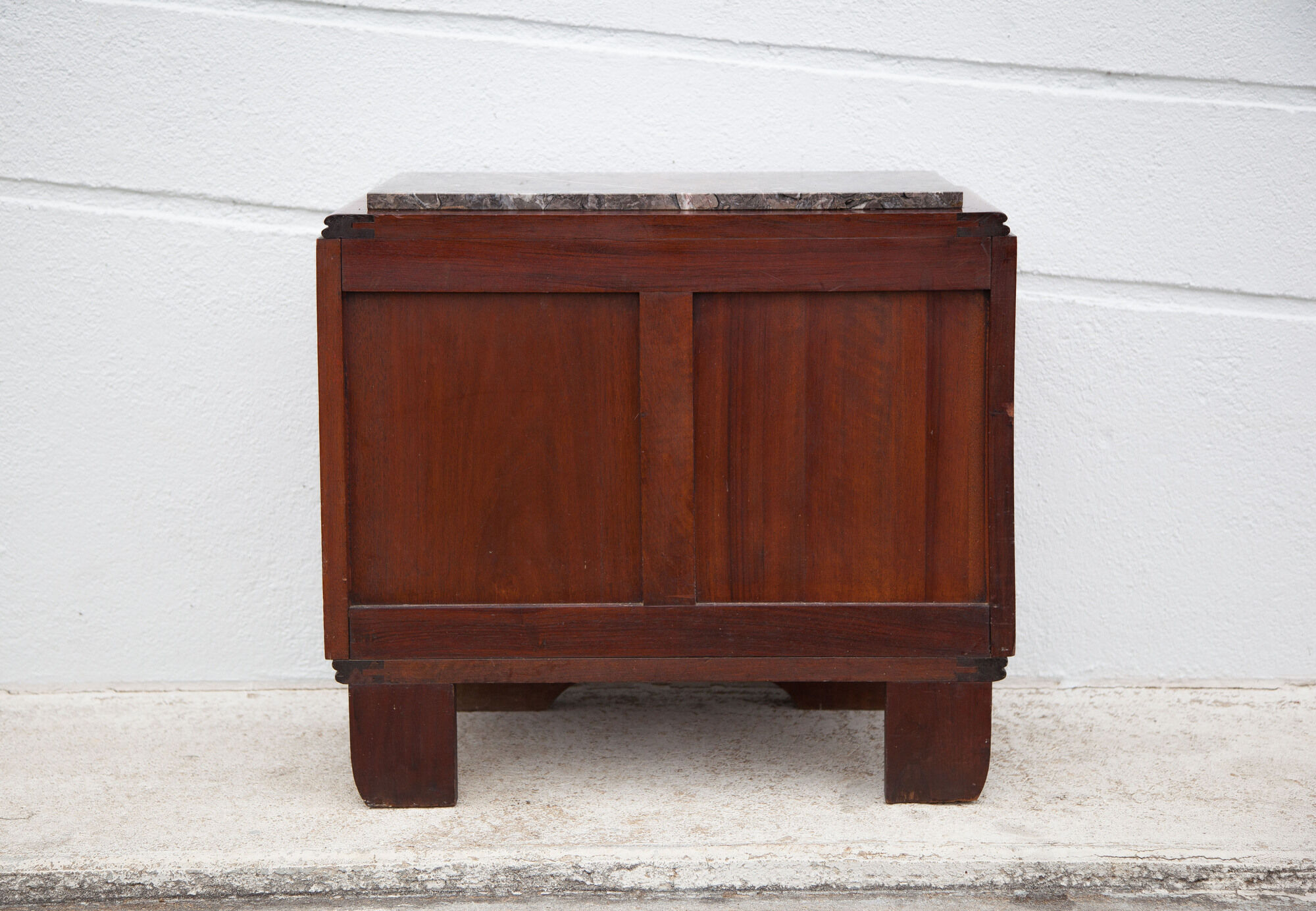 Art Deco bedside table, wood and marble deco nightstand, end of sofa, art deco