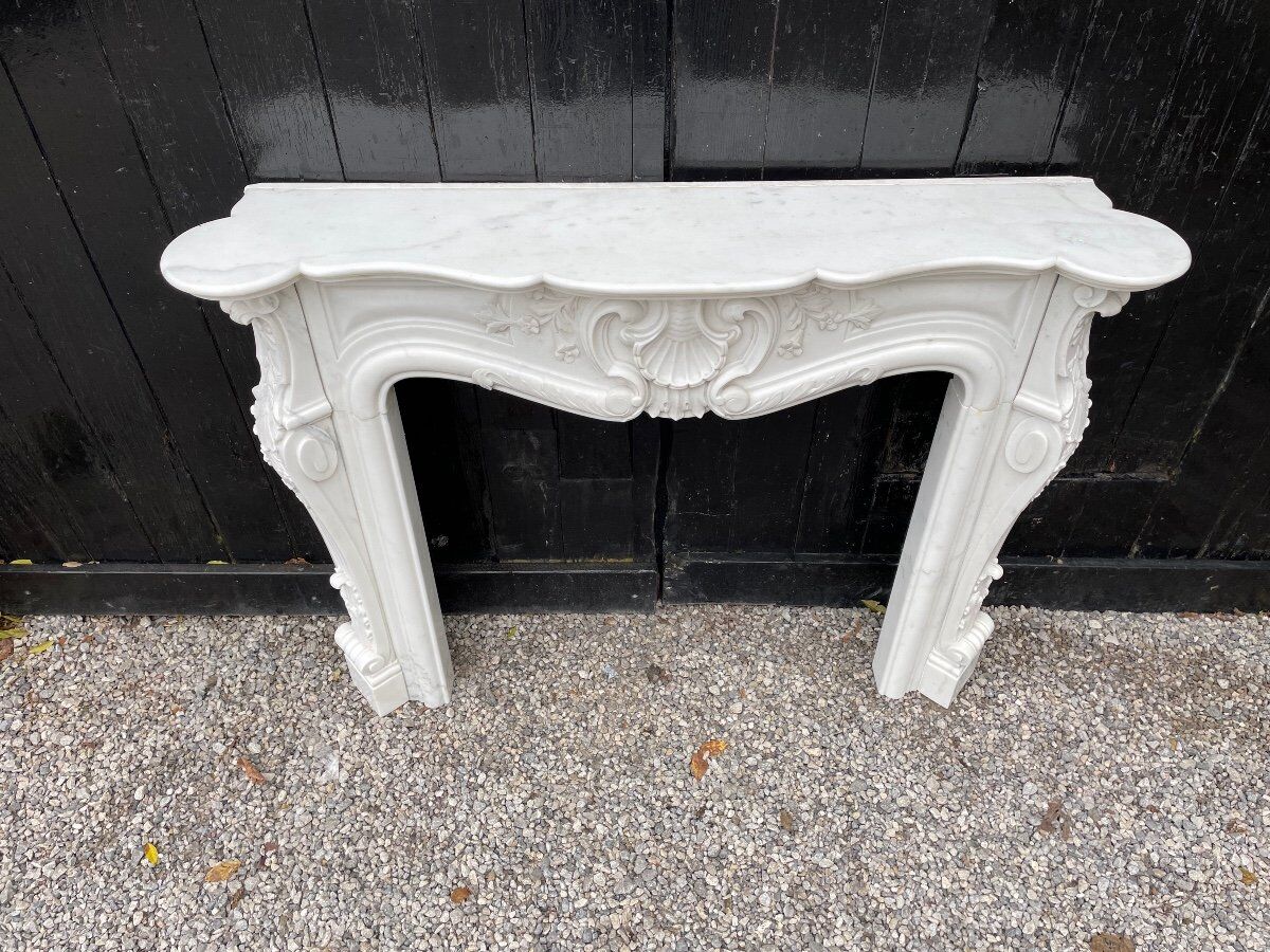 Louis XV style fireplace in Carrara marble circa 1980