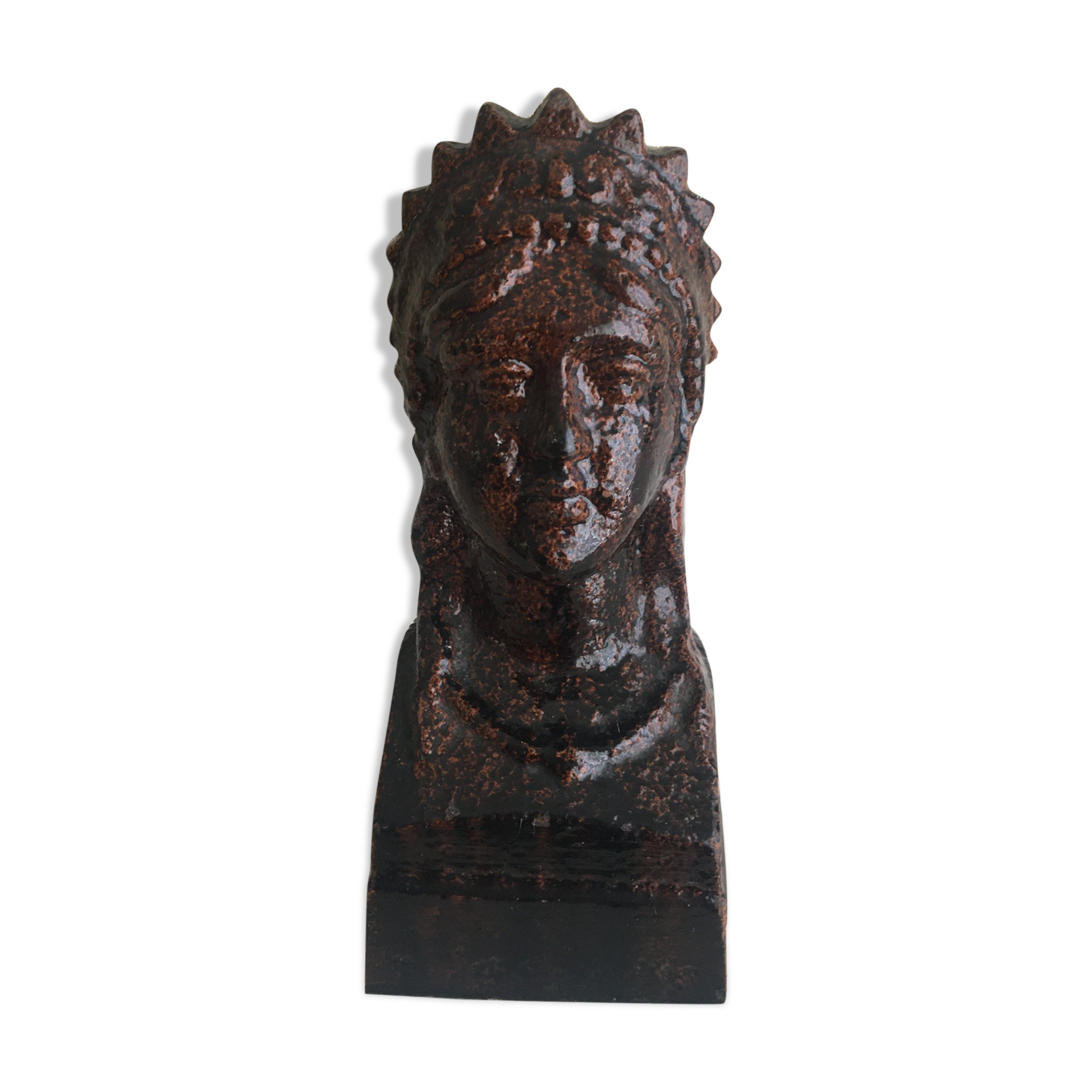 Glazed cast iron bust