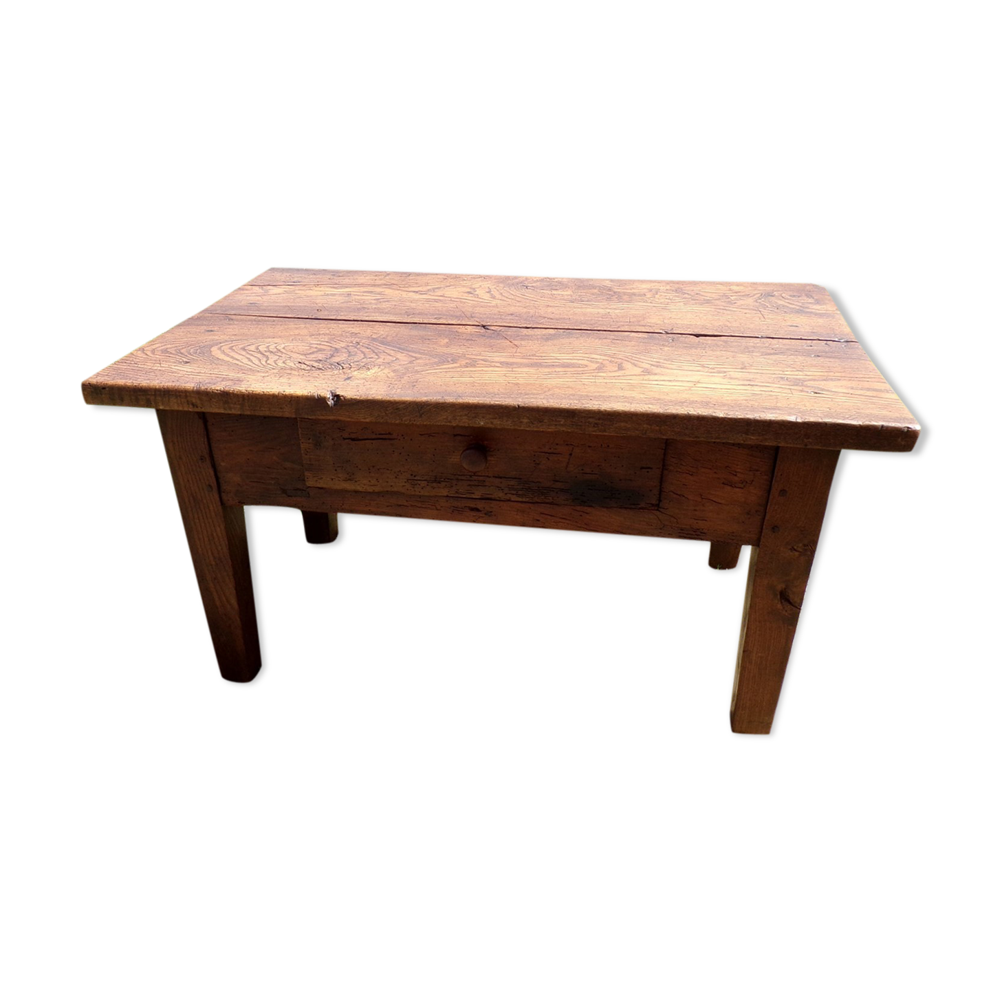 Rustic wooden coffee table with drawer