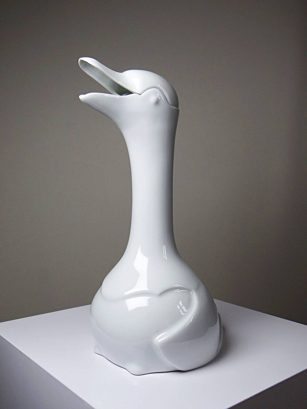Vintage porcelain carafe from Limoges, white, model after Sandoz.