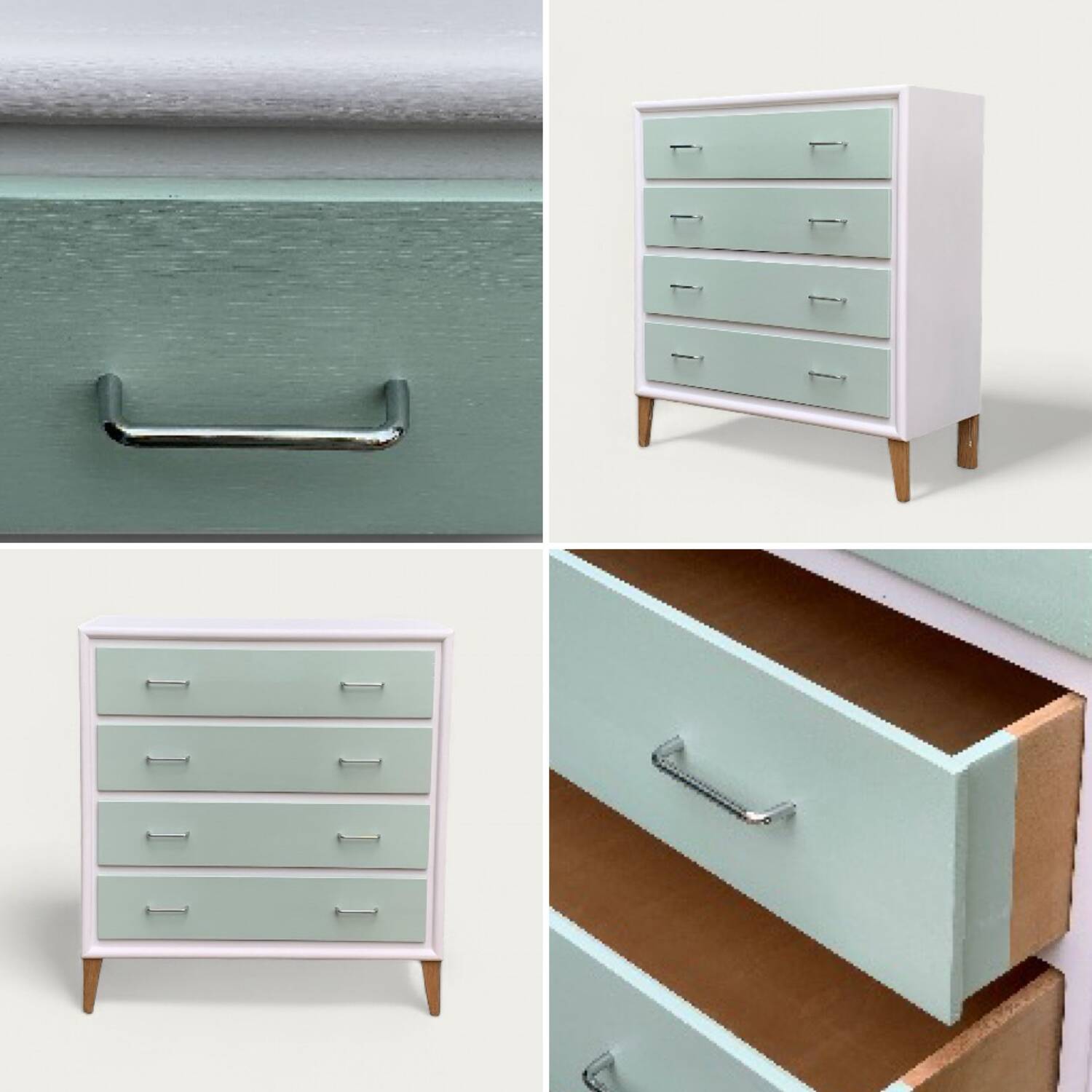 Vintage 1950s compass foot chest of drawers