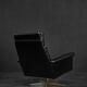 Mid-century Danish black leather swivel chair by Georg Thams, 1960s.