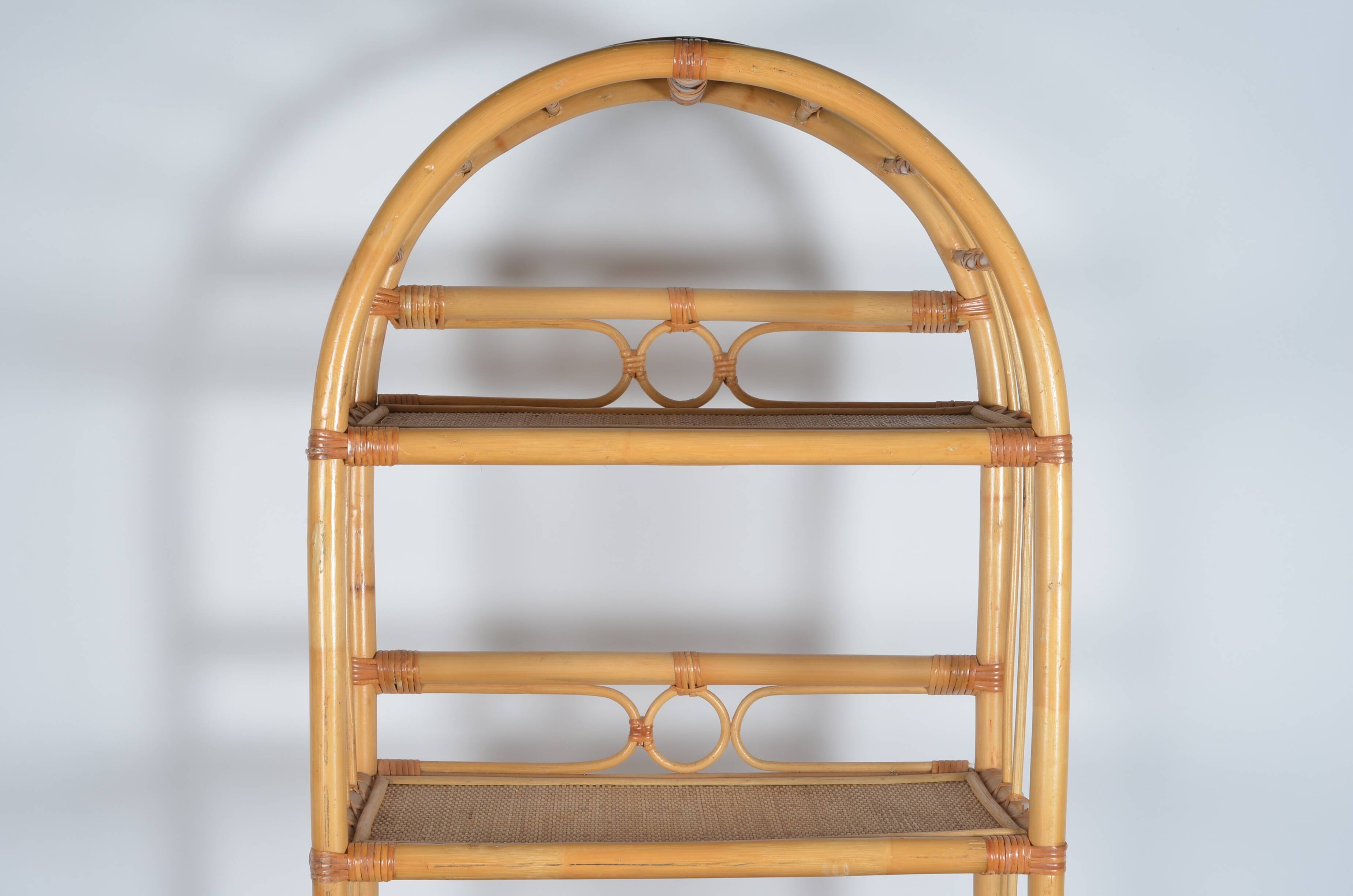 Rattan bookcase-shelves