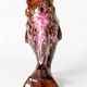 Vallauris fish pitcher vase from the 60s, amber and pink