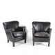 Pair of small leather club armchairs