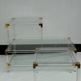 Trio of Hollywood Regency lucite and Glass Tables