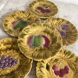 Sarreguemines barbotine plates with fruit decoration