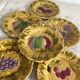 Sarreguemines barbotine plates with fruit decoration