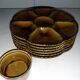 6 Gien oyster plates and barbotine ramekin