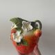 Strawberry shaped pitcher with vintage flowers ceramic pitcher in shape