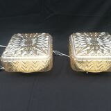 Pair of honey-colored ceiling lights