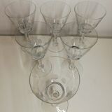 Lot of 6 vintage chiseled water glasses
